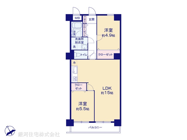 G00377548 東京都東村山市栄町２丁目 中古マンション 2599万円【間取図】