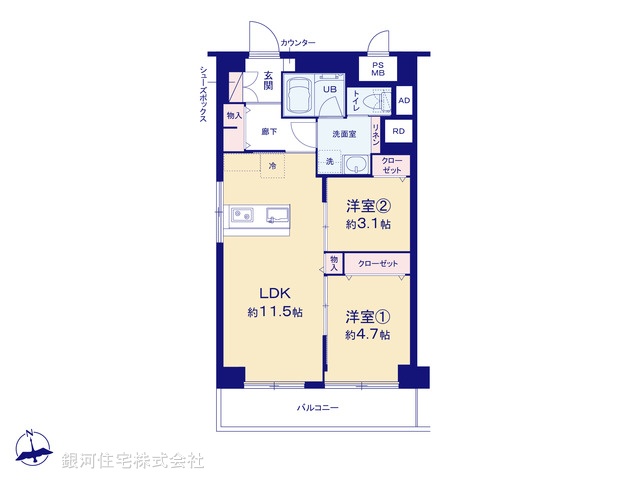 G00377617 東京都台東区松が谷４丁目 中古マンション 4099万円【間取図】