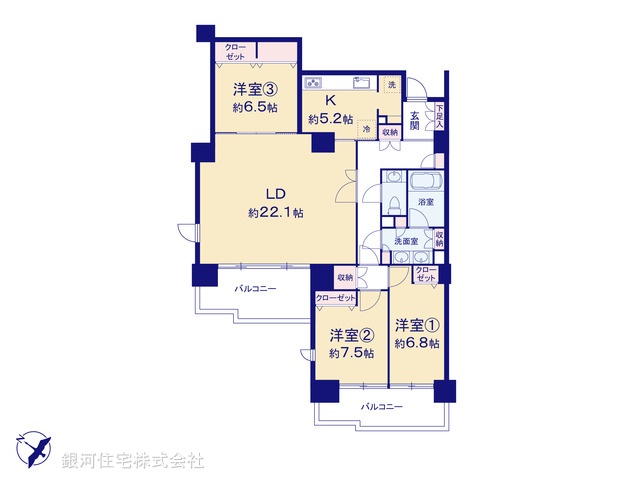 G00377620 東京都大田区下丸子４丁目 中古マンション 9980万円【間取図】