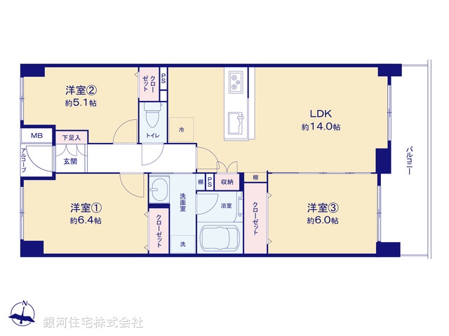 G00377629 神奈川県平塚市立野町 中古マンション 2390万円【間取図】