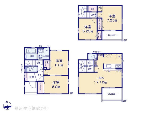 G00377748 東京都足立区栗原２丁目 新築一戸建て 6480万円【間取図】