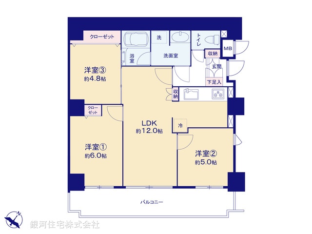 G00378144 神奈川県横須賀市追浜東町１丁目 中古マンション 1480万円【間取図】