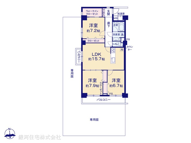 G00378240 神奈川県横浜市戸塚区前田町 中古マンション 3599万円 専有面積87.90m² (約26.58坪) 間取り３ＬＤＫ 所在階1階 築年月1982年10月(築42年)【間取図】