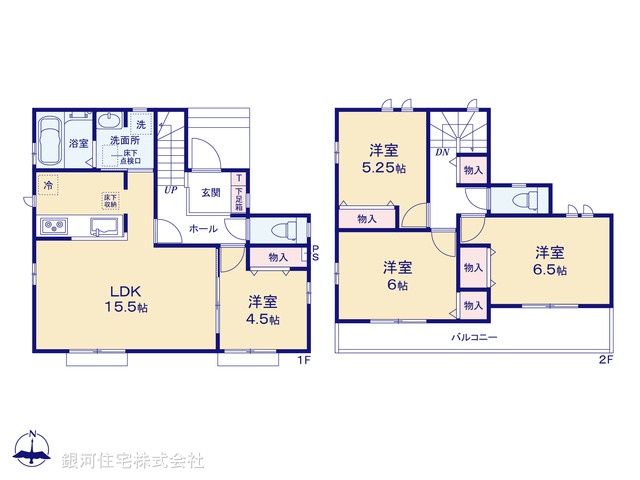 G00378313 東京都東村山市多摩湖町３丁目 新築一戸建て 3390万円【間取図】