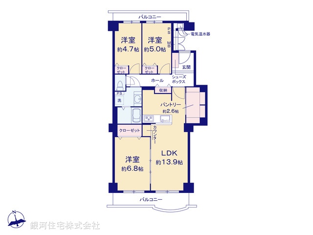 G00379514 千葉県松戸市新松戸４丁目 中古マンション 2698万円【間取図】
