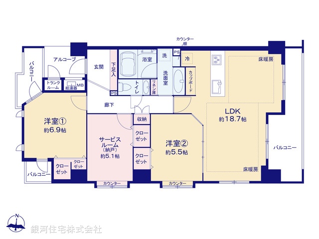 G00379866 東京都品川区上大崎３丁目 中古マンション 1億8490万円【間取図】
