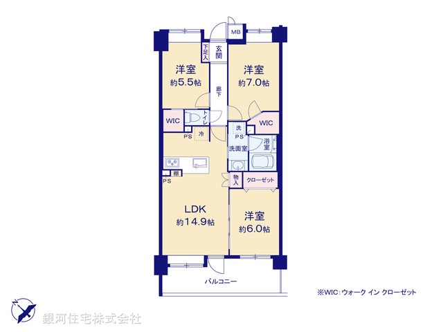 G00379946 東京都江戸川区北葛西４丁目 中古マンション 5499万円【間取図】