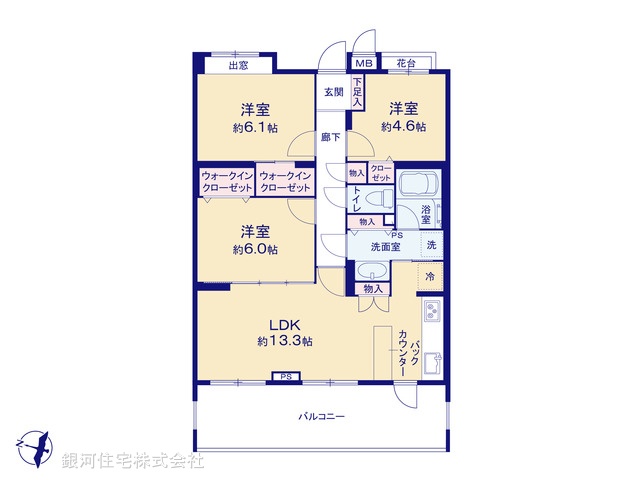 G00379956 神奈川県横浜市青葉区たちばな台１丁目 中古マンション 5199万円【間取図】