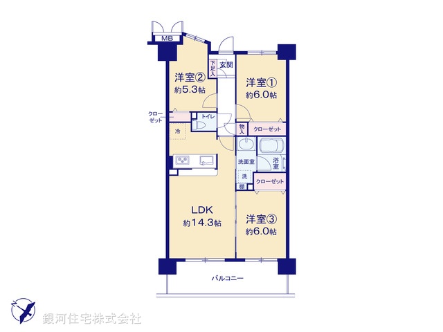 G00379962 千葉県千葉市稲毛区小仲台７丁目 中古マンション 4490万円【間取図】