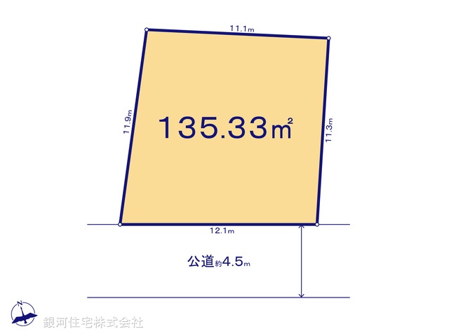 G00380047 神奈川県横浜市中区豆口台 土地 7780万円 土地面積135.33m² (約40.93坪)【区画図】