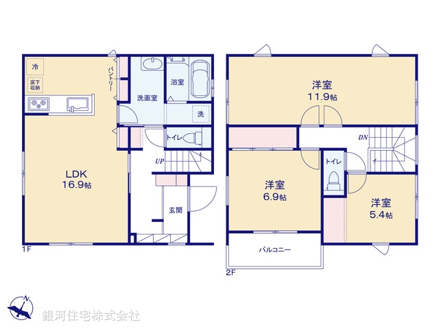 G00380598 千葉県富里市七栄 新築一戸建て 3380万円【間取図】