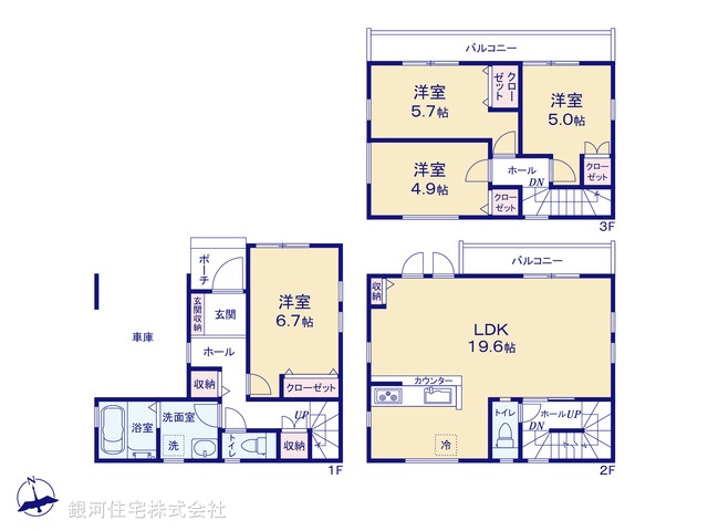 G00380712 埼玉県蕨市中央７丁目 新築一戸建て 5399万円【間取図】