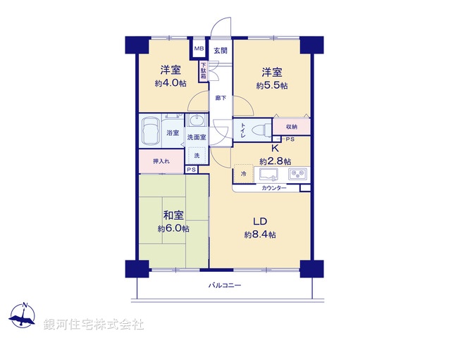 G00380880 東京都立川市上砂町５丁目 中古マンション 2880万円【間取図】