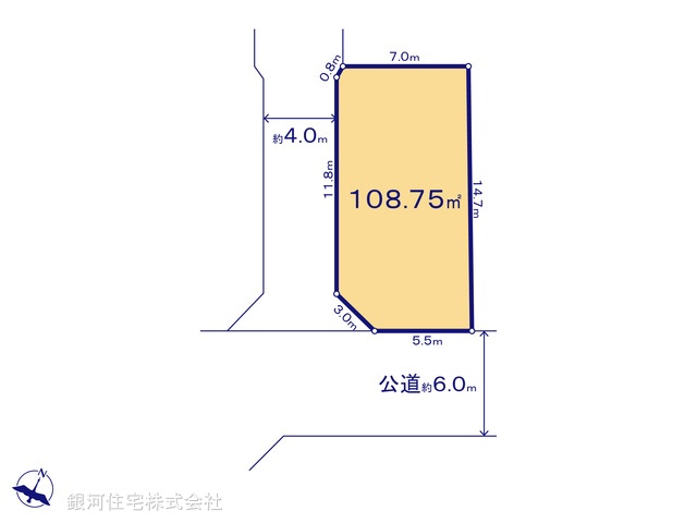 G00380973 神奈川県大和市西鶴間４丁目 土地(建築条件付土地) 3680万円【区画図】