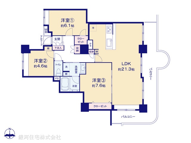 G00381062 埼玉県所沢市御幸町 中古マンション 5780万円【間取図】