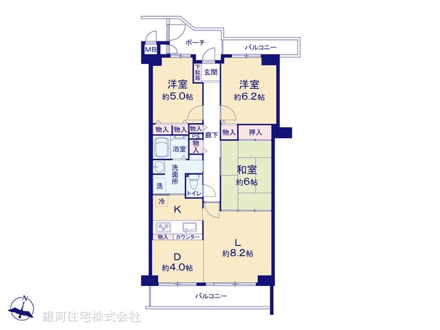 G00381416 神奈川県高座郡寒川町一之宮７丁目 中古マンション 2080万円【間取図】