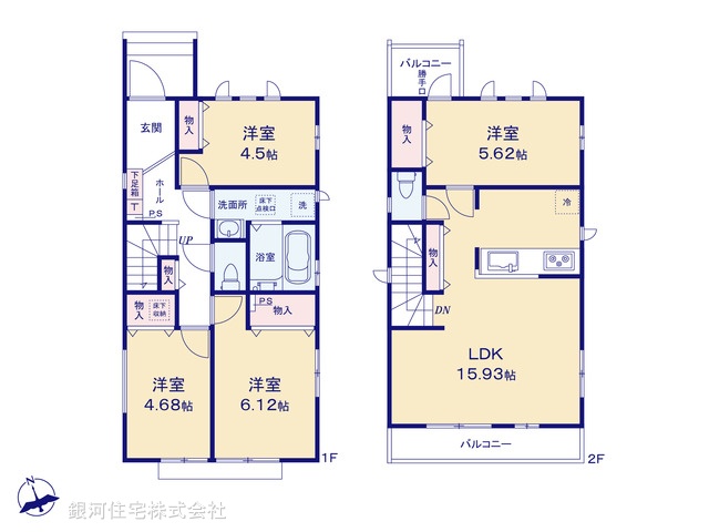 G00382415 埼玉県戸田市喜沢２丁目 新築一戸建て 5590万円【間取図】
