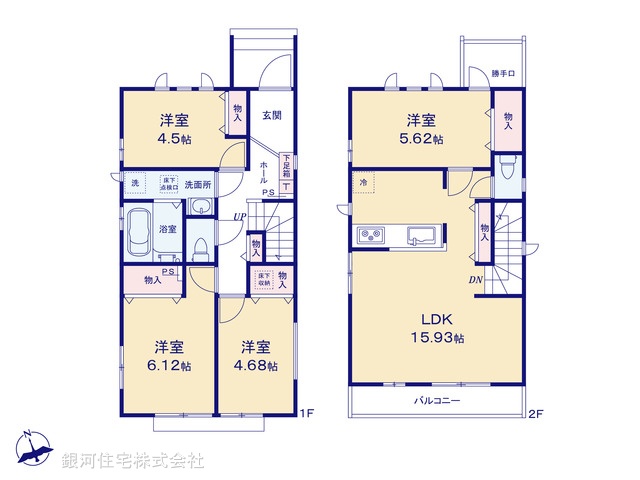 G00382417 埼玉県戸田市喜沢２丁目 新築一戸建て 5390万円【間取図】