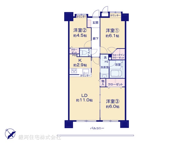 G00382671 神奈川県横浜市神奈川区西寺尾１丁目 中古マンション 4390万円【間取図】