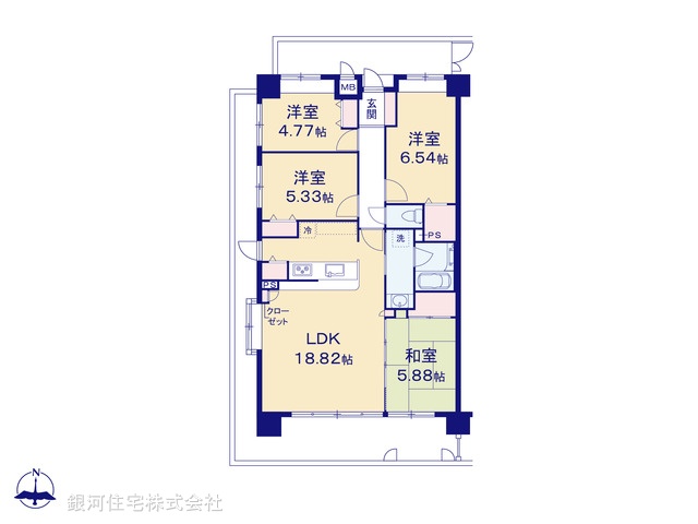 G00383629 神奈川県相模原市中央区淵野辺２丁目 中古マンション 3980万円【間取図】