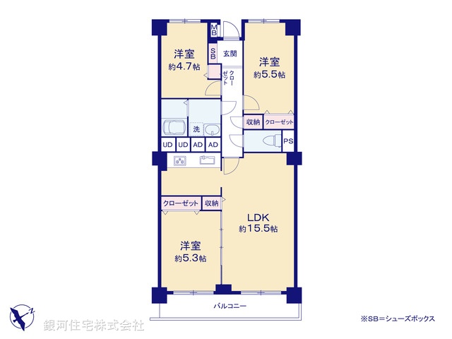 G00383652 千葉県松戸市常盤平２丁目 中古マンション 1798万円【間取図】