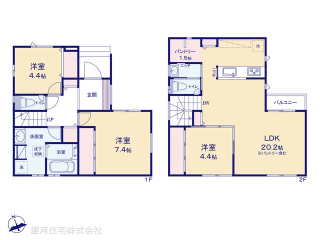 G00384294 千葉県千葉市花見川区検見川町５丁目 新築一戸建て 5480万円【間取図】