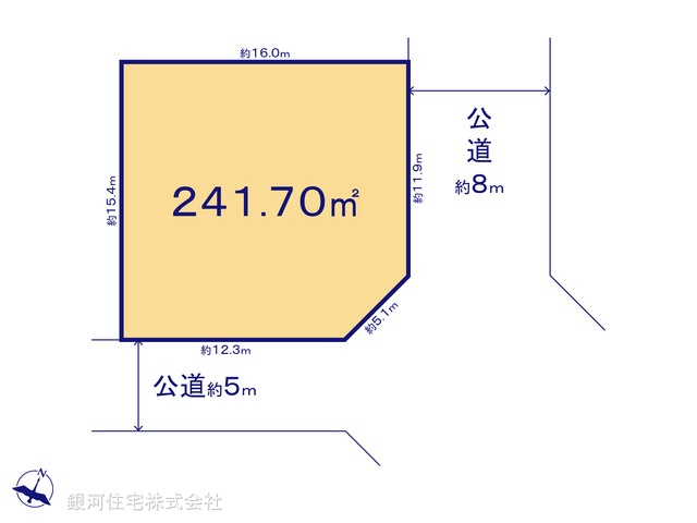 G00384301 東京都八王子市めじろ台２丁目 土地 4480万円 土地面積241.70m² (約73.11坪)【区画図】