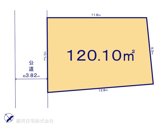 G00384414 千葉県船橋市海神３丁目 土地 3480万円 土地面積120.10m² (約36.33坪)【区画図】