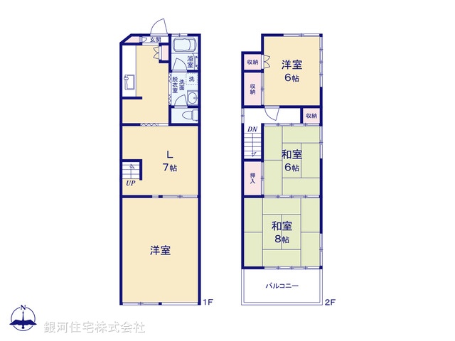 G00384489 東京都世田谷区若林３丁目 中古一戸建て 6980万円 土地面積56.55m² (約17.10坪) 建物面積91.39m² (約27.64坪) 間取り３ＬＫ 築年月1960年01月(築65年)【間取図】