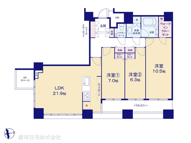 G00384962 東京都港区台場２丁目 中古マンション 2億4990万円【間取図】