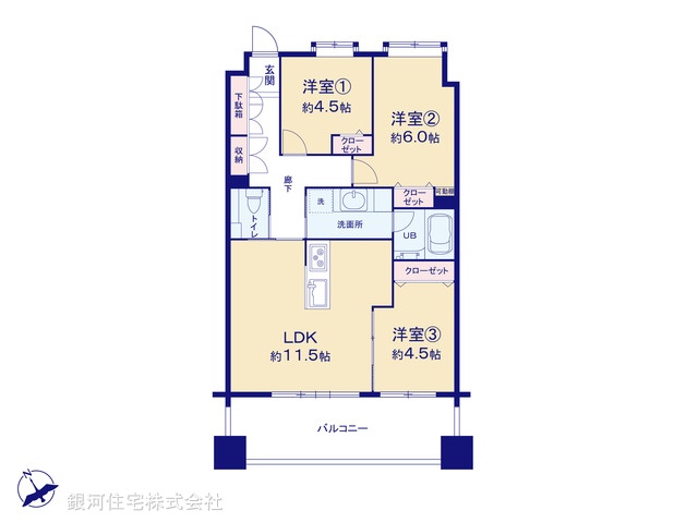 G00385011 東京都青梅市河辺町１丁目 中古マンション 2180万円【間取図】