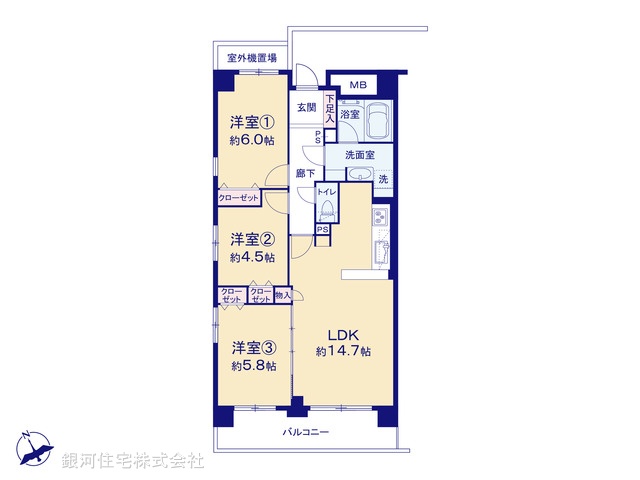 G00385397 千葉県市川市市川２丁目 中古マンション 6490万円【間取図】