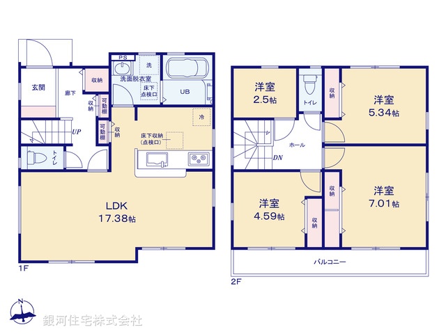 G00385723 神奈川県横浜市港北区下田町３丁目 新築一戸建て 6380万円【間取図】