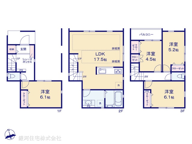 G00385753 東京都墨田区墨田３丁目 新築一戸建て 7480万円【間取図】