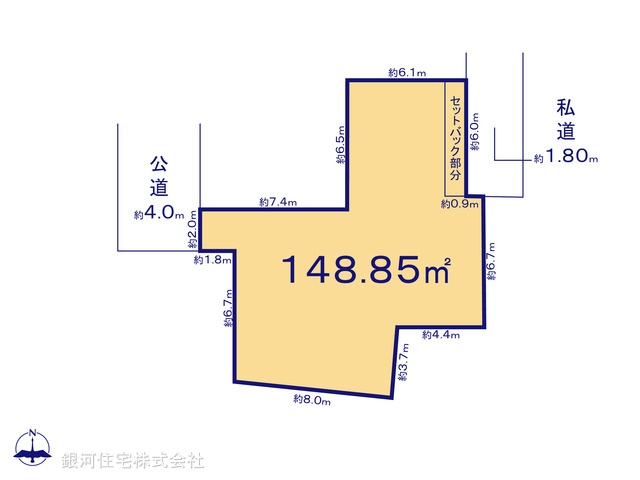 G00385789 埼玉県富士見市鶴瀬東２丁目 土地 1980万円【区画図】