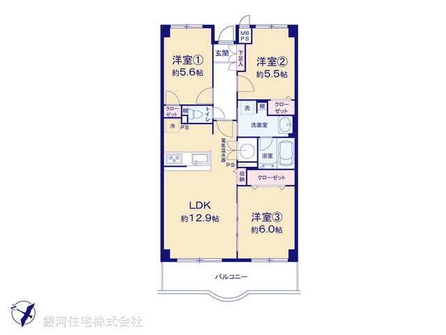 G00385917 神奈川県座間市広野台１丁目 中古マンション 2290万円【間取図】