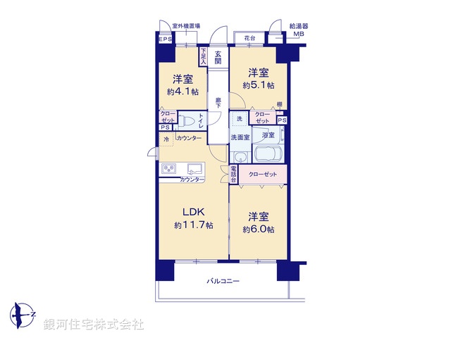 G00385920 神奈川県厚木市中町３丁目 中古マンション 3999万円【間取図】