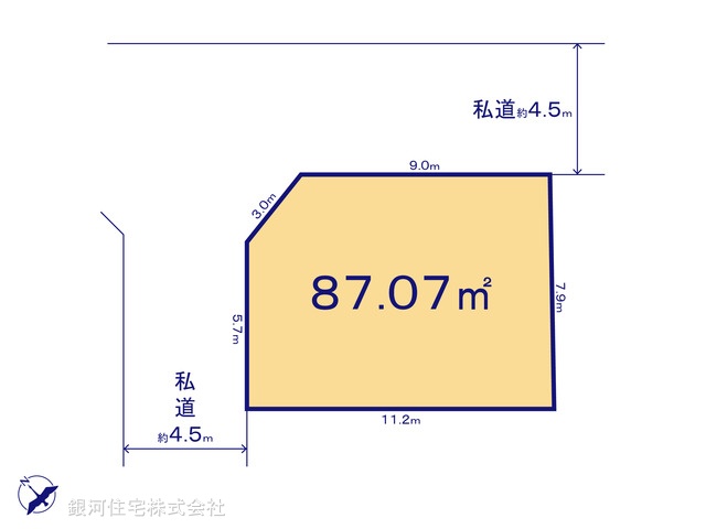 G00385933 神奈川県相模原市中央区田名 土地 890万円【区画図】