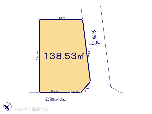 G00386038 神奈川県藤沢市鵠沼松が岡２丁目 土地(建築条件付土地) 5680万円【区画図】