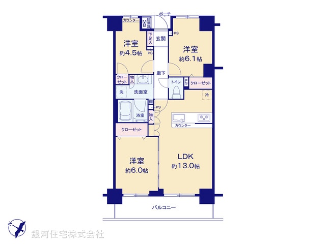 G00386562 埼玉県戸田市大字新曽 中古マンション 4699万円【間取図】