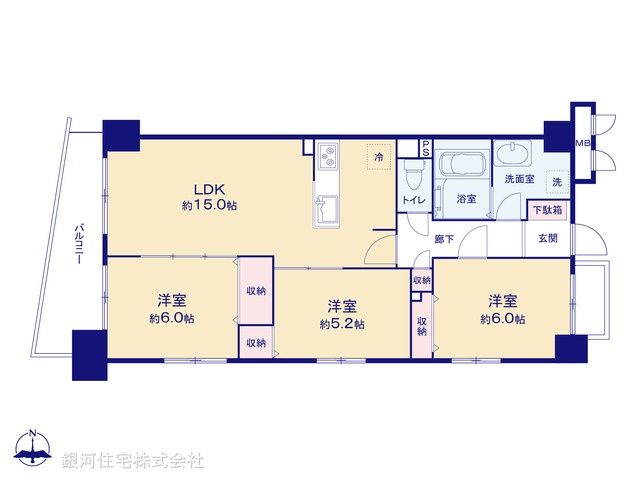 G00386647 東京都江東区北砂３丁目 中古マンション 6990万円【間取図】