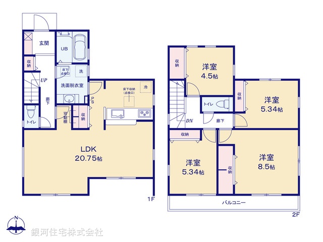 G00386685 神奈川県伊勢原市上粕屋 新築一戸建て 3880万円【間取図】