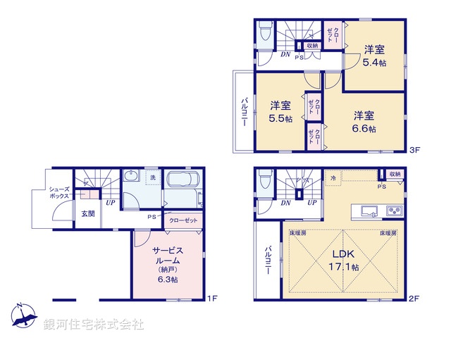 G00386733 神奈川県川崎市川崎区田町２丁目 新築一戸建て 4680万円【間取図】