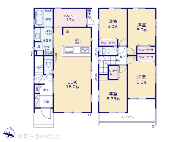 G00386918 埼玉県所沢市大字下安松 新築一戸建て 4498万円【間取図】