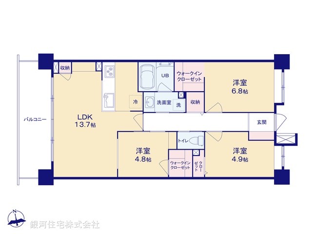 G00387365 東京都小平市上水本町５丁目 中古マンション 5280万円【間取図】