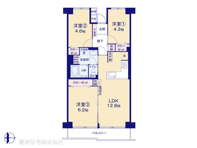 G00387403 埼玉県川口市上青木２丁目 中古マンション 2280万円【間取図】