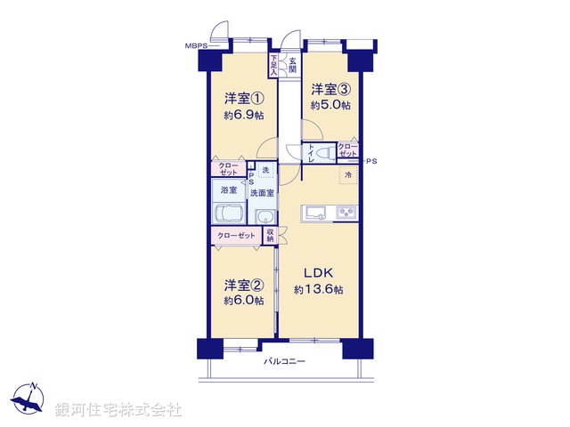 G00387430 埼玉県狭山市祇園 中古マンション 2599万円【間取図】