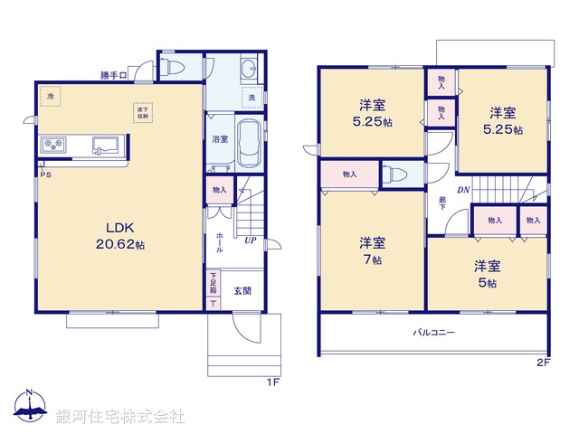 G00387627 神奈川県茅ヶ崎市香川４丁目 新築一戸建て 4498万円【間取図】