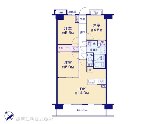 G00387765 神奈川県川崎市多摩区枡形１丁目 中古マンション 3699万円【間取図】