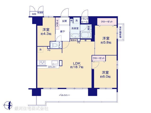 G00387766 東京都八王子市本町 中古マンション 4299万円【間取図】